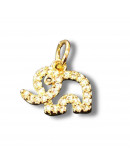 Elefante (1). Aleación+Zirconia. Baño 18kGold. 12x10x4 milímetros. 5 mm arandela. 1 unidad. Elefante (1). Aleación+Zirconia. Baño 18kGold. 12x10x4 milímetros. 5 mm arandela. 1 unidad.