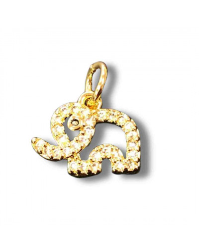 Elefante (1). Aleación+Zirconia. Baño 18kGold. 12x10x4 milímetros. 5 mm arandela. 1 unidad.