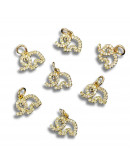 Elefante (1). Aleación+Zirconia. Baño 18kGold. 12x10x4 milímetros. 5 mm arandela. 1 unidad. Elefante (1). Aleación+Zirconia. Baño 18kGold. 12x10x4 milímetros. 5 mm arandela. 1 unidad.