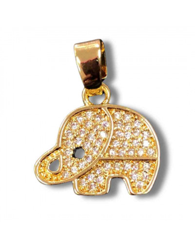 Elefante (2). Aleación+Zirconia. Baño 18kGold. 15x13x4 milímetros. 5 mm arandela. 1 unidad.