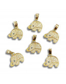 Elefante (2). Aleación+Zirconia. Baño 18kGold. 15x13x4 milímetros. 5 mm arandela. 1 unidad. Elefante (2). Aleación+Zirconia. Baño 18kGold. 15x13x4 milímetros. 5 mm arandela. 1 unidad.