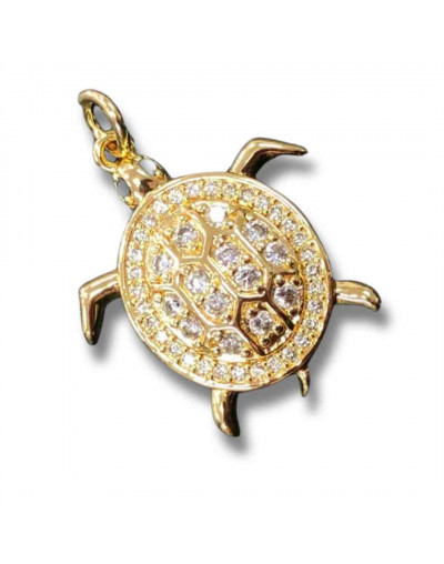 Tortuga (2). Aleación+Zirconia. Baño 18kGold. 20x23x4 milímetros. 5 mm arandela. 1 unidad.