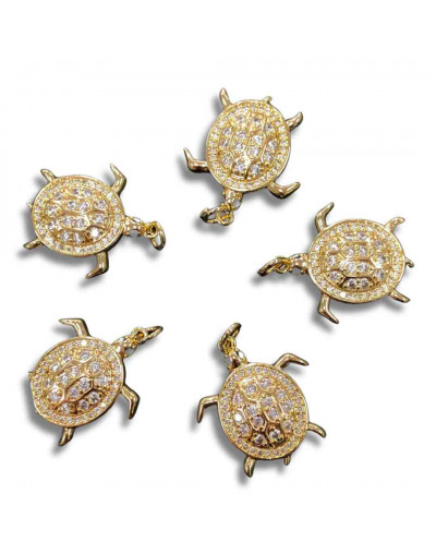 Tortuga (2). Aleación+Zirconia. Baño 18kGold. 20x23x4 milímetros. 5 mm arandela. 1 unidad.