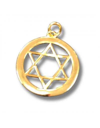 Religión: Estrella David. Aleación de cobre. Baño 18kGold. 20x4 milímetros. 5 mm arandela. 1 ud.