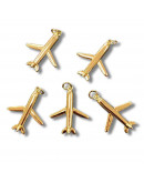 Avión. Aleación de cobre. Baño 18kGold. 25x20x4 milímetros. 5 mm arandela. 1 unidad. Avión. Aleación de cobre. Baño 18kGold. 25x20x4 milímetros. 5 mm arandela. 1 unidad.