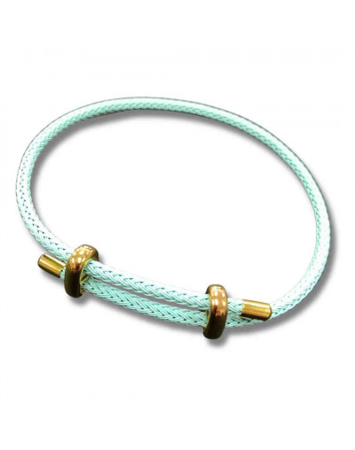 Poliester. Regulable pulsera. Color MEDIUM TURQUOISE. Baño 18KGold. 230x3 milímetros. 1 unidad.