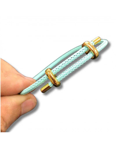Poliester. Regulable pulsera. Color MEDIUM TURQUOISE. Baño 18KGold. 230x3 milímetros. 1 unidad.