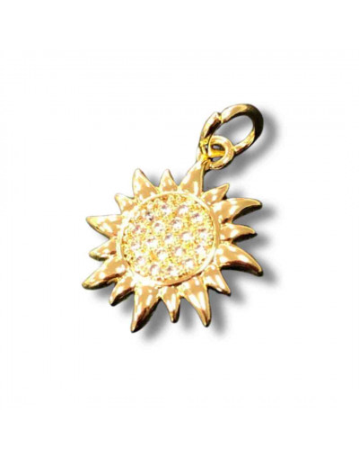 Flor (1). Aleación+Zirconia. Baño 18kGold. 13x4 milímetros. 5 mm arandela. 1 unidad.