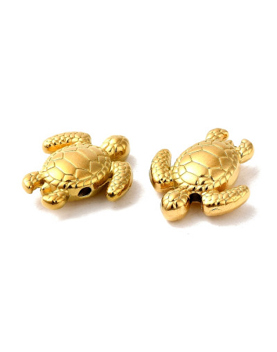 Tortuga. Acero inoxidable. Baño 18k Gold. 18x15.5x5 mm. 1,5 mm perforación. 1 unidad. Tortuga. Acero inoxidable. Baño 18k Gold. 18x15.5x5 mm. 1,5 mm perforación. 1 unidad.
