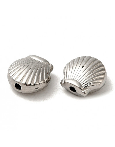 Concha de Mar. Acero inoxidable. Color Plateado. 9x9.5x4 milímetros. 1,5 mm perforación. 1 unidad.