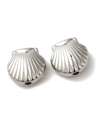 Concha de Mar. Acero inoxidable. Color Plateado. 9x9.5x4 milímetros. 1,5 mm perforación. 1 unidad.