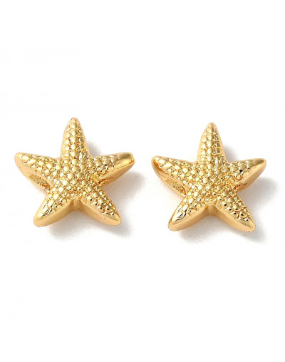 Estrella de Mar. Aleación de cobre. Baño 18k Gold. 10x10x3,5 mm. 1,4 mm perforación. 1 unidad.