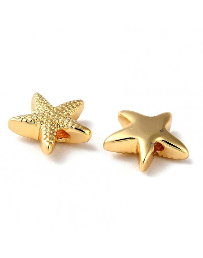 Estrella de Mar. Aleación de cobre. Baño 18k Gold. 10x10x3,5 mm. 1,4 mm perforación. 1 unidad.