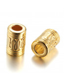 Tubo (7). Aleación de cobre. Color dorado. 10x7 milímetros. 4 mm perforación. 20 unidades.