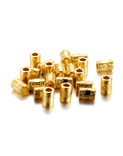 Tubo (7). Aleación de cobre. Color dorado. 10x7 milímetros. 4 mm perforación. 20 unidades.