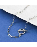 Acero inoxidable. Color plateado. Paperclip. Cierre marinero. 45 cm largo. Link: 10x3,5x0,5 mm. 1 ud