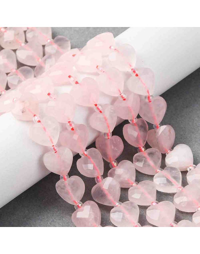 Cuarzo Rosa. Corazón. Faceteado. 9x10x4 milímetros. 1,2 mm perforación. 1 unidad.