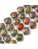 Unakite. Corazón. Faceteado. 12x12x5 milímetros. 1,2 mm perforación. 1 unidad. Unakite. Corazón. Faceteado. 12x12x5 milímetros. 1,2 mm perforación. 1 unidad.