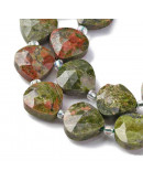 Unakite. Corazón. Faceteado. 12x12x5 milímetros. 1,2 mm perforación. 1 unidad. Unakite. Corazón. Faceteado. 12x12x5 milímetros. 1,2 mm perforación. 1 unidad.
