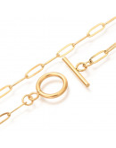 Acero inoxidable. Color dorado. Paperclip. Cierre marinero. 45 cm largo. Link: 10x3,5x0,5 mm. 1 ud.