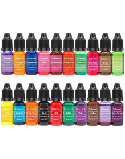 Pigmentos líquidos. 20 colores. 10 ml cada color. Para velas y jabones. 1 set.