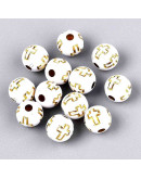 Religión: Cruz dorada. Esfera blanca. 8 mm diámetro. 2 mm perforación. 50 uds aproximado.