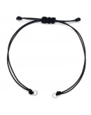 Cadena pulsera. Poliéster encerado. Arandelas acero plateado. Color negro. 13~14 mm. 2 uds.