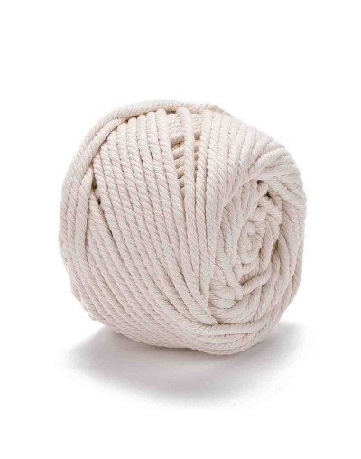 Hilo de algodón para macramé. 5 mm grosor. Color: GHOST WHITE. 50 metros.