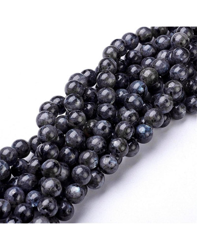 Larvikite. Labradorita negra. 04 mm diámetro. 0,8 mm perforación. 90 unidades hilo (aproximado).