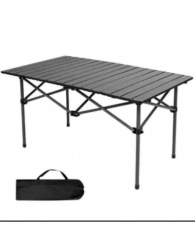 Mesa plegable. 120x56 cm tablero. 50 cm altura. 8 kilos peso. Aluminio. 1 set.