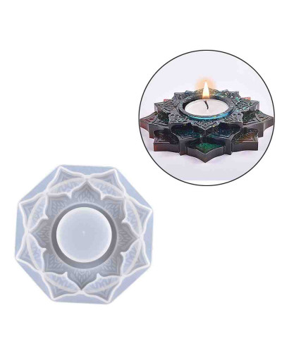 Molde para resina. Porta velas: Flor de Loto. 106x23 milímetros. 1 unidad.
