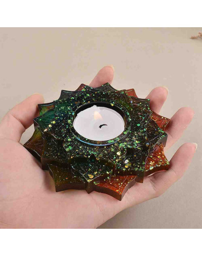 Molde para resina. Porta velas: Flor de Loto. 106x23 milímetros. 1 unidad.