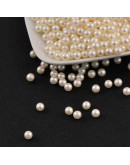 Perla (imitación). BEIGE. 08 mm diámetro. Sin perforación. Uso con HM089 y BS250P. 50 uds aprox.