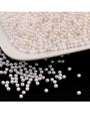 Perla (imitación). WHITE. 04 mm diámetro. Sin perforación. Uso con HM089 y BS250P. 150 uds aprox.