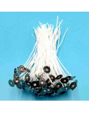 Mecha para velas. 100% algodón. 2 mm grosor. 15 cm largo. Con soporte metálico. 20 unidades. Mecha para velas. 100% algodón. 2 mm grosor. 15 cm largo. Con soporte metálico. 20 unidades.