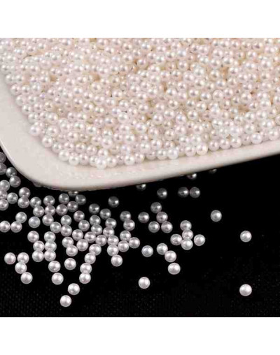 Perla (imitación). WHITE. 08 mm diámetro. Sin perforación. Uso con HM089 y BS250P. 50 uds aprox.