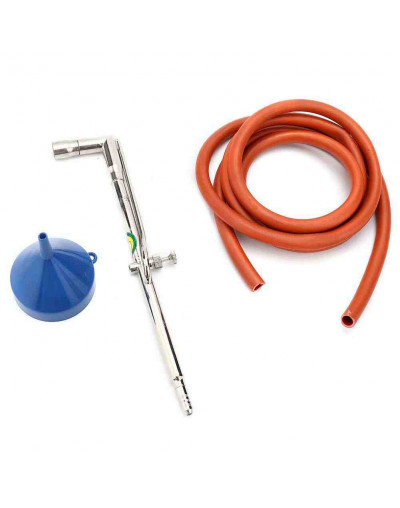 Soldador de fuelle. Incluye: soplete,  fuelle, manguera, embudo, depósito combustible bronce. 1 set.