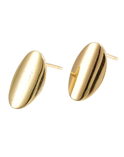 Pin aretes. Aleación de cobre. Baño 18KGold. 14x8 mm. 2 mm perforación. Cierre de silicón. 2 uds.