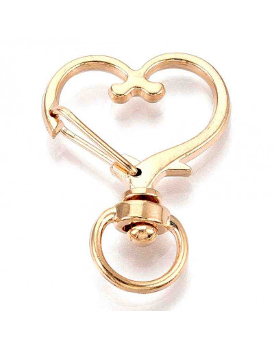 Accesorio para llaveros. Aleación de cobre. Color dorado. 33.2x23.9x6 mm, 5x9 mm agujero. 2 uds.