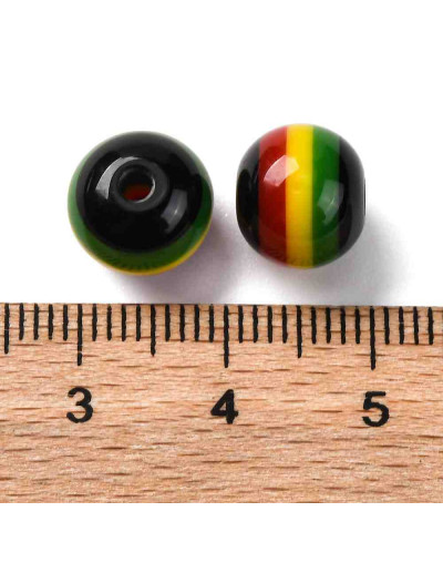 Jamaican. Esfera. 10x9 milímetros. 2 mm perforación. 20 unidades.