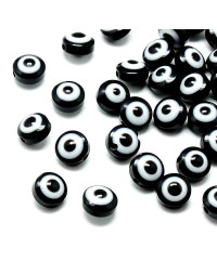 Ojo turco. Moneda. BLACK. 8x6 milímetros. 1,8 mm perforación. 25 unidades.