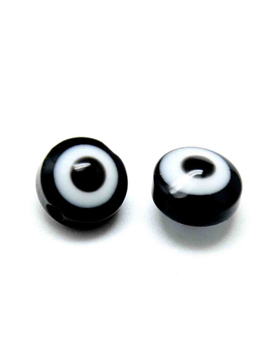 Ojo turco. Moneda. BLACK. 8x6 milímetros. 1,8 mm perforación. 25 unidades.