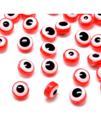 Ojo turco. Moneda. ORANGE RED. 8x6 milímetros. 1,8 mm perforación. 25 unidades.