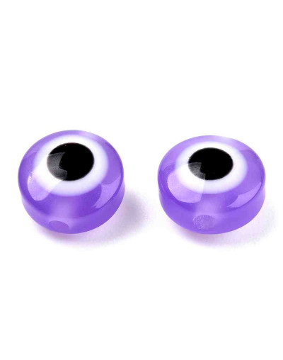 Ojo turco. Moneda. MEDIUM PURPLE. 8x6 milímetros. 1,8 mm perforación. 25 unidades.