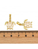 Animales: Tortuga. Aleación de cobre. Esmalte White. Baño 18kGold. 18x15x2.5 mm. 1 ud. Animales: Tortuga. Aleación de cobre. Esmalte White. Baño 18kGold. 18x15x2.5 mm. 1 ud.