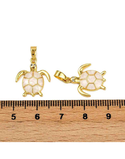 Animales: Tortuga. Aleación de cobre. Esmalte White. Baño 18kGold. 18x15x2.5 mm. 1 ud. Animales: Tortuga. Aleación de cobre. Esmalte White. Baño 18kGold. 18x15x2.5 mm. 1 ud.