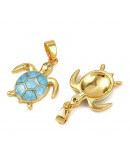 Animales: Tortuga. Aleación de cobre. Esmalte Sky Blue. Baño 18kGold. 18x15x2.5 mm. 1 ud. Animales: Tortuga. Aleación de cobre. Esmalte Sky Blue. Baño 18kGold. 18x15x2.5 mm. 1 ud.