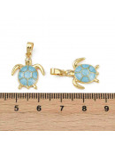 Animales: Tortuga. Aleación de cobre. Esmalte Sky Blue. Baño 18kGold. 18x15x2.5 mm. 1 ud. Animales: Tortuga. Aleación de cobre. Esmalte Sky Blue. Baño 18kGold. 18x15x2.5 mm. 1 ud.