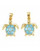 Animales: Tortuga. Aleación de cobre. Esmalte Sky Blue. Baño 18kGold. 18x15x2.5 mm. 1 ud. Animales: Tortuga. Aleación de cobre. Esmalte Sky Blue. Baño 18kGold. 18x15x2.5 mm. 1 ud.