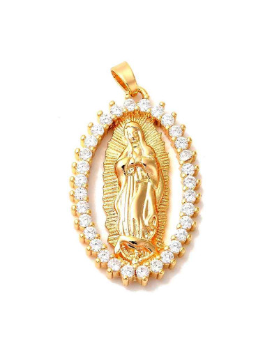 Religión: Virgen María. Aleación+Zirconia. Baño 18kGold. 31x19x3 mm. 5x3 mm cierre. 1 ud. Religión: Virgen María. Aleación+Zirconia. Baño 18kGold. 31x19x3 mm. 5x3 mm cierre. 1 ud.
